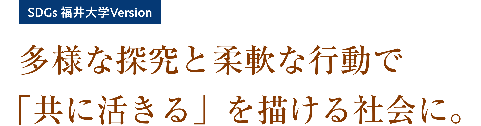 SDGs 福井大学Version｜多様な探究と柔軟な行動で「共に活きる」を描ける社会に。