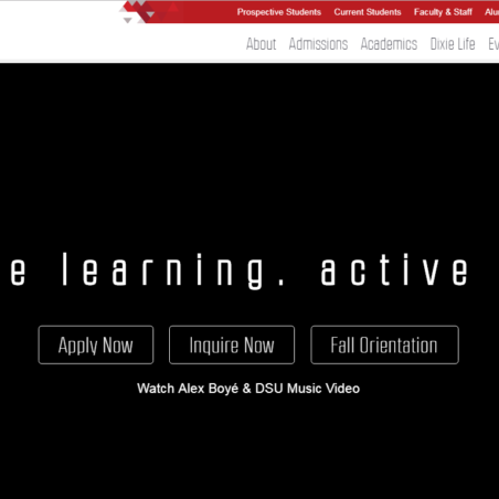 ディクシー州立大学ホームページ画像　Home page image of Dixie State University